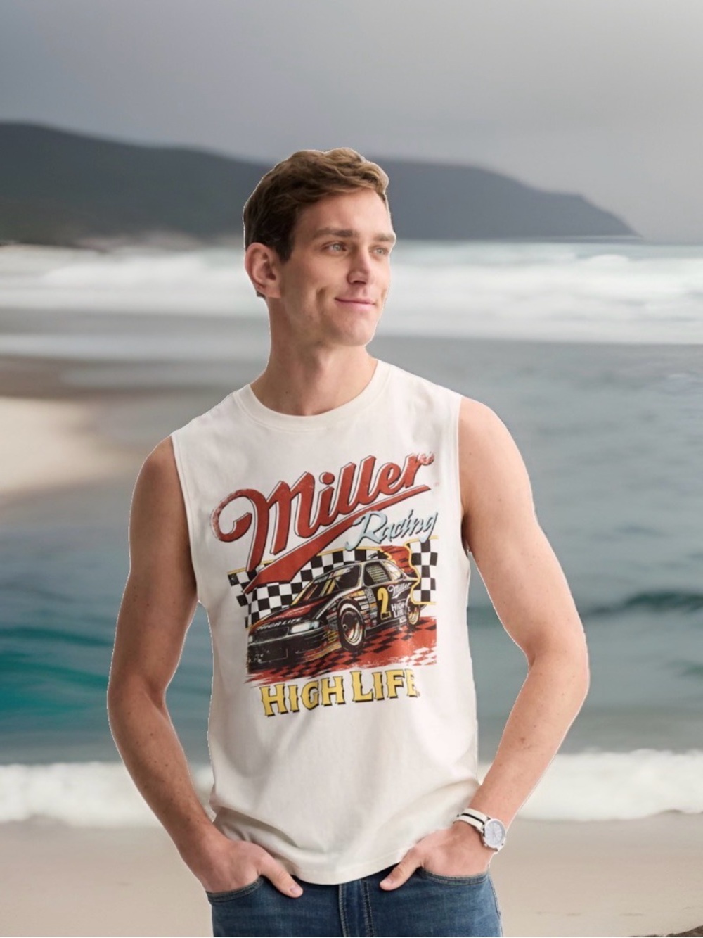 Miller High Life Racing Men’s Size M Graphic Tank Top. Multicolor. New with Tags